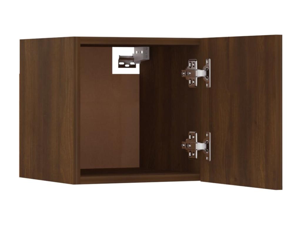 4-piece wall-mounted TV unit, brown oak, 30.5x30x30 cm