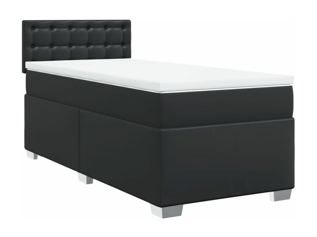 Homzora bed base with black 90x200 cm faux leather mattress