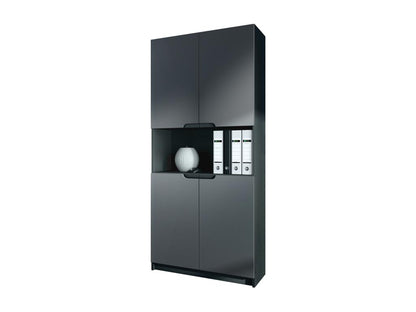 Office Cabinet, Matte Black and Satin Graphite, WxHxD 82x184x37