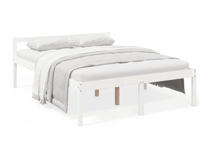 White bed frame, solid pine wood, 150x200 cm, extra large