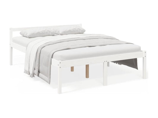 White bed frame, solid pine wood, 150x200 cm, extra large