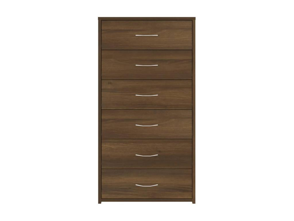 Sideboard with 6 drawers, brown oak, 50x34x96 cm, engineered wood
