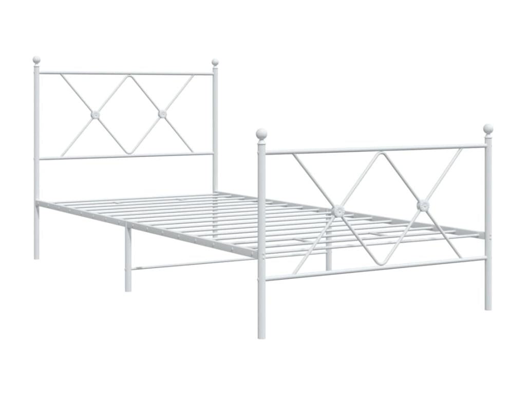 Metal bed frame with white headboard/footboard 90x200 cm