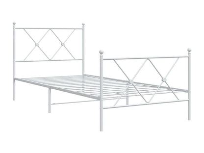 Metal bed frame with white headboard/footboard 90x200 cm