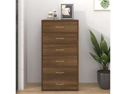 Sideboard with 6 drawers, brown oak, 50x34x96 cm, engineered wood