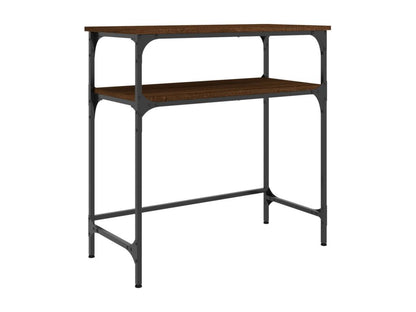 Brown oak console table 75x35.5x75 engineered wood