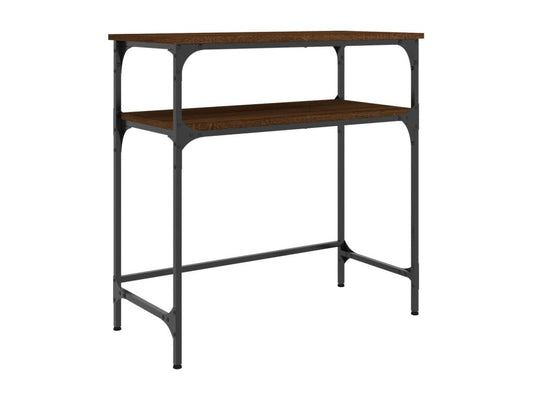 Brown oak console table 75x35.5x75 engineered wood