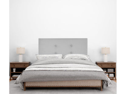 Homzora Aqualine Fabric Headboard with 2 Buttons, 90x105cm, with Legs, for 80/90cm Beds - Grey
