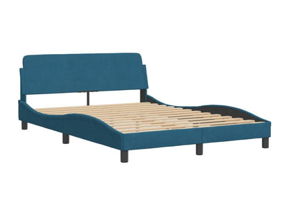 Bed frame with blue headboard, 120x200 cm, velvet