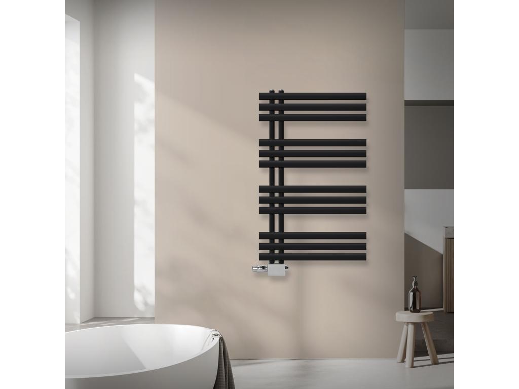 Iron EM Bathroom Towel Rail Radiator in Matte Black Steel 600x1000 mm
