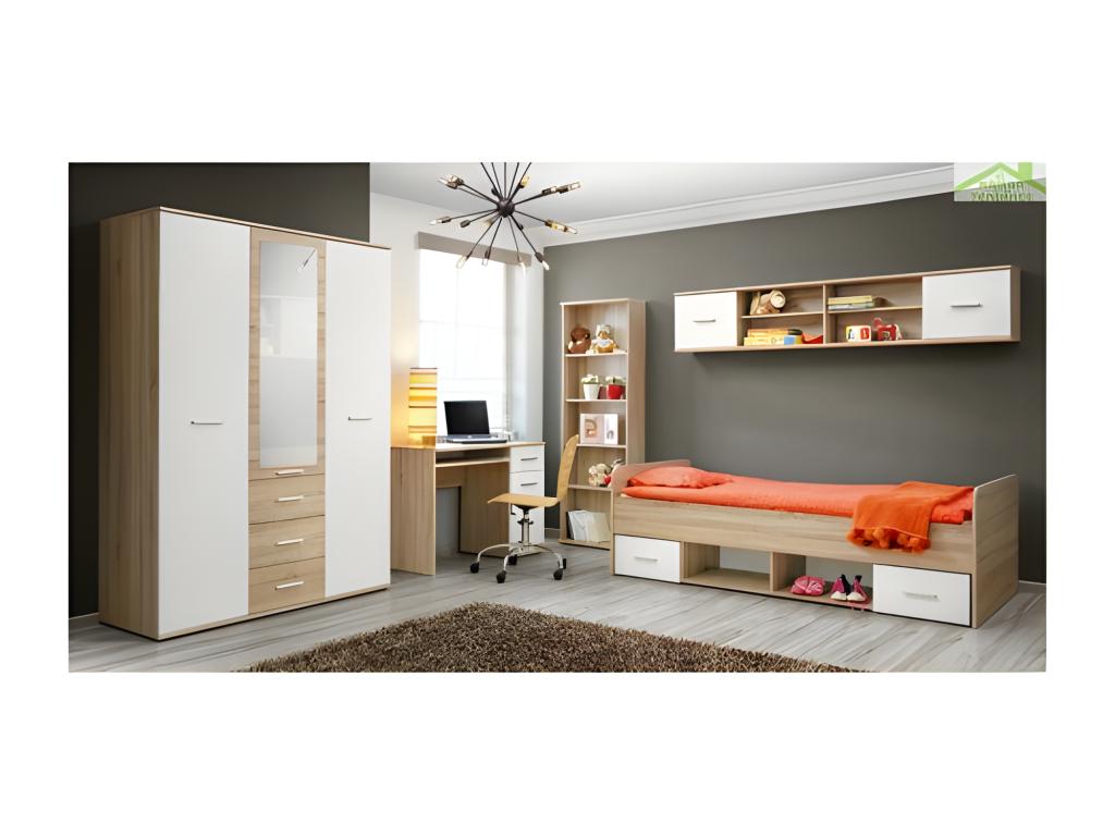 Homzora 3-Door Wardrobe 191cm Oak / White