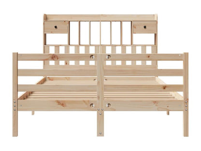Bookcase bed without mattress 140x190 cm solid pine wood