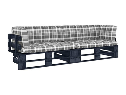 Two-seater pallet sofa with cushions, black impregnated pine