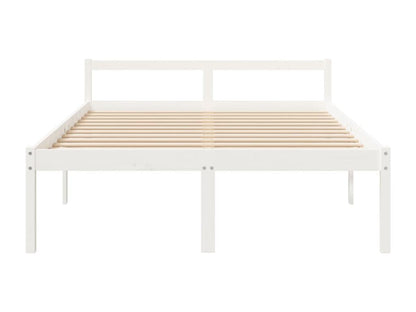 White bed frame, solid pine wood, 150x200 cm, extra large