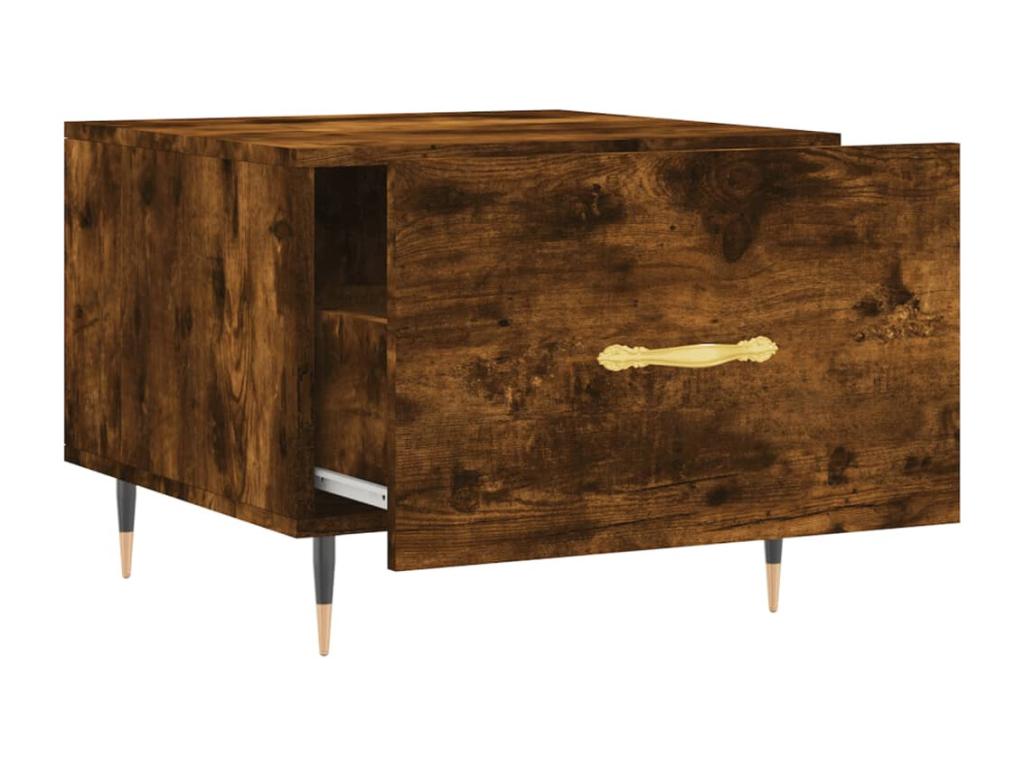 2-piece coffee tables in smoked oak, 50x50x40 cm, engineered wood