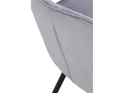 Set of 2 armchairs upholstered in grey velvet with black metal legs