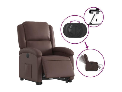 Brown faux leather electric recliner