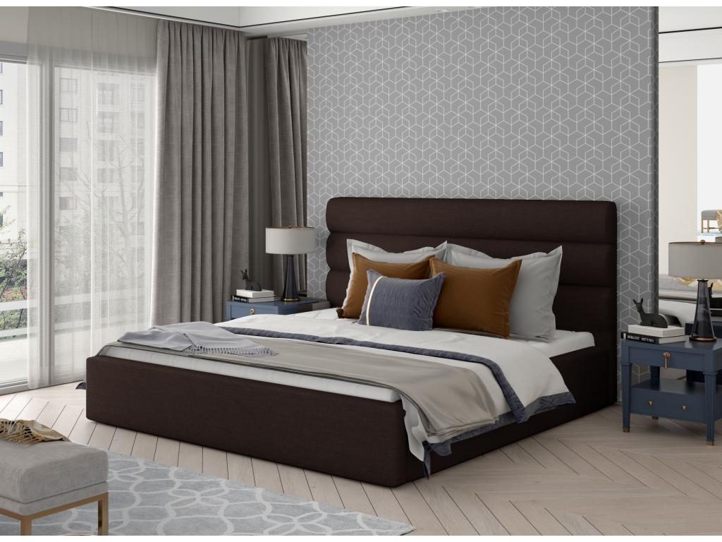 Homzora brown fabric designer bed with storage - 4 sizes - 200x200