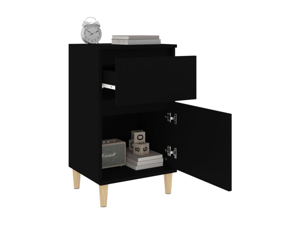 2-piece black bedside tables, 40x35x70 cm