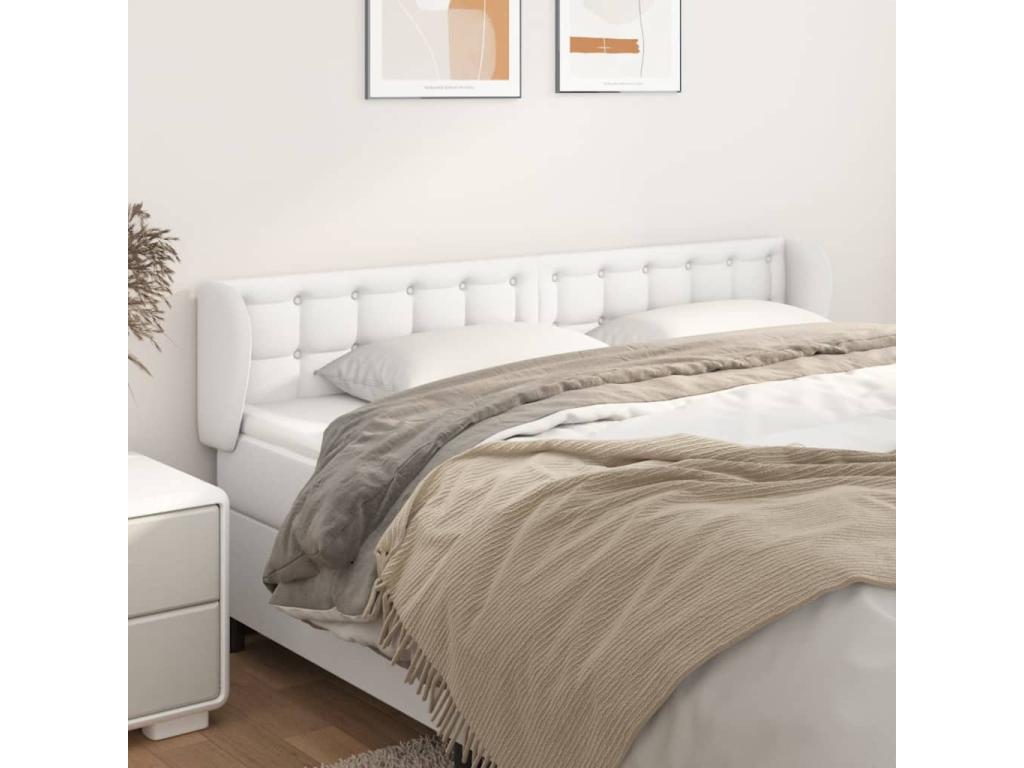 Headboard with wings, white, 183x23x78/88 cm, faux leather