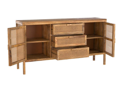 Cane and wood sideboard with 2 doors and 3 drawers - Homzora