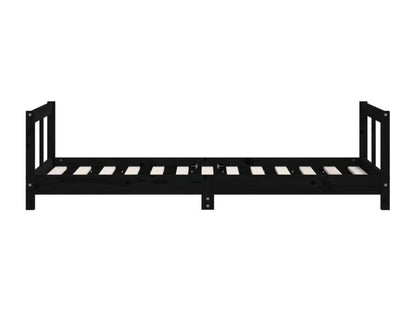 Black children's bed frame 80x160 cm solid pine wood