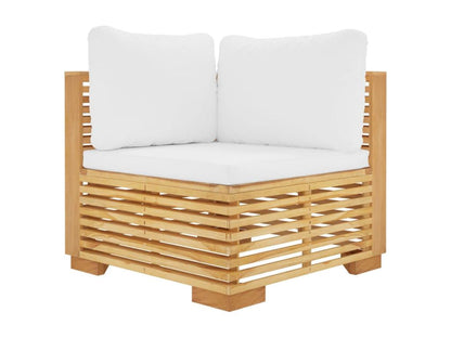 7-piece garden furniture set with cushions. Solid teak wood.