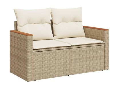 Garden furniture set with cushions, 6 pieces, beige woven resin