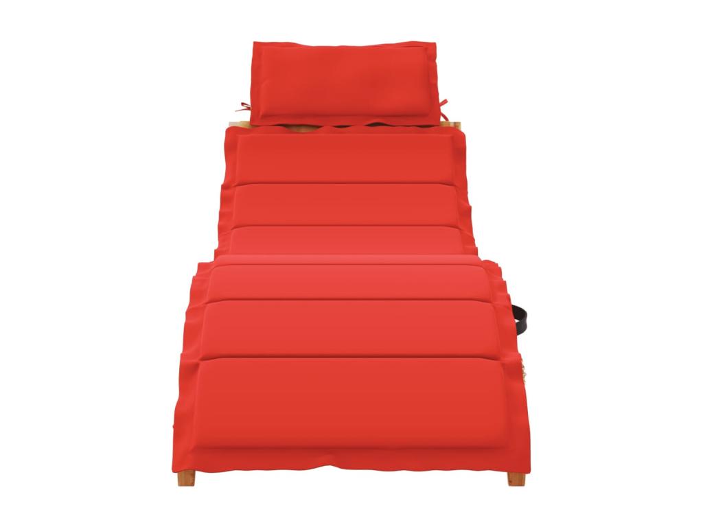 Lounge chair with red cushion, solid Doucezen wood