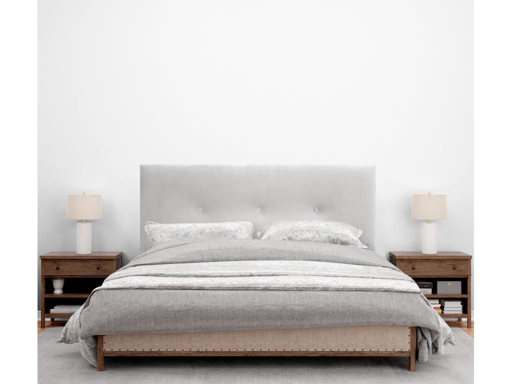 Meubiana Smooth Velvet Headboard with Buttons 145x115 with Bed Legs 120/135/140 - White