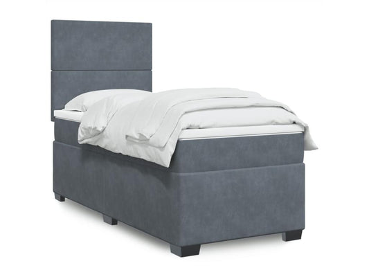 Meubiana bed base and mattress, dark grey, 90x190 cm, velvet