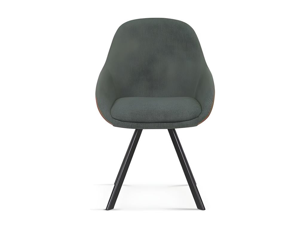 Homzora Chair, Green Fabric, Cognac PU Back, dimensions H85 x W55 x D62, ideal for your kitchen or dining room