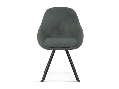Homzora Chair, Green Fabric, Cognac PU Back, dimensions H85 x W55 x D62, ideal for your kitchen or dining room