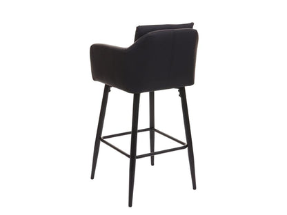 Meubiana-H93 bar stool, counter stool with footrest, metal frame - black faux leather