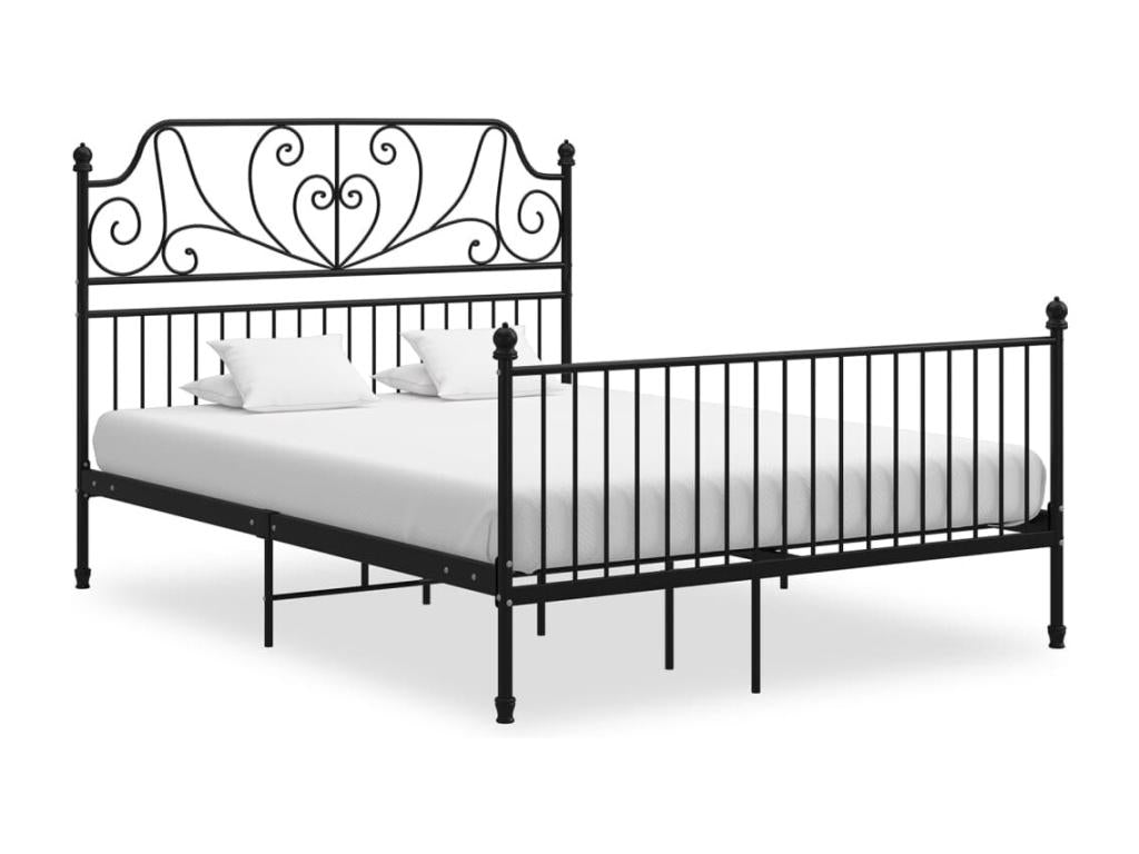 Black metal bed frame without mattress, 160x200 cm