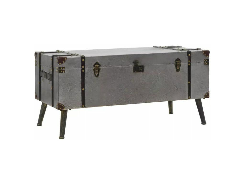 Rectangular coffee table in wood and grey metal Leo