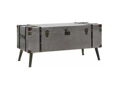 Rectangular coffee table in wood and grey metal Leo