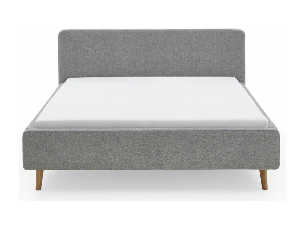 Upholstered adult bed 180x200cm with grey fabric headboard -L- 200 xW- 218 xH- 105cm