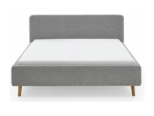Upholstered adult bed 180x200cm with grey fabric headboard -L- 200 xW- 218 xH- 105cm