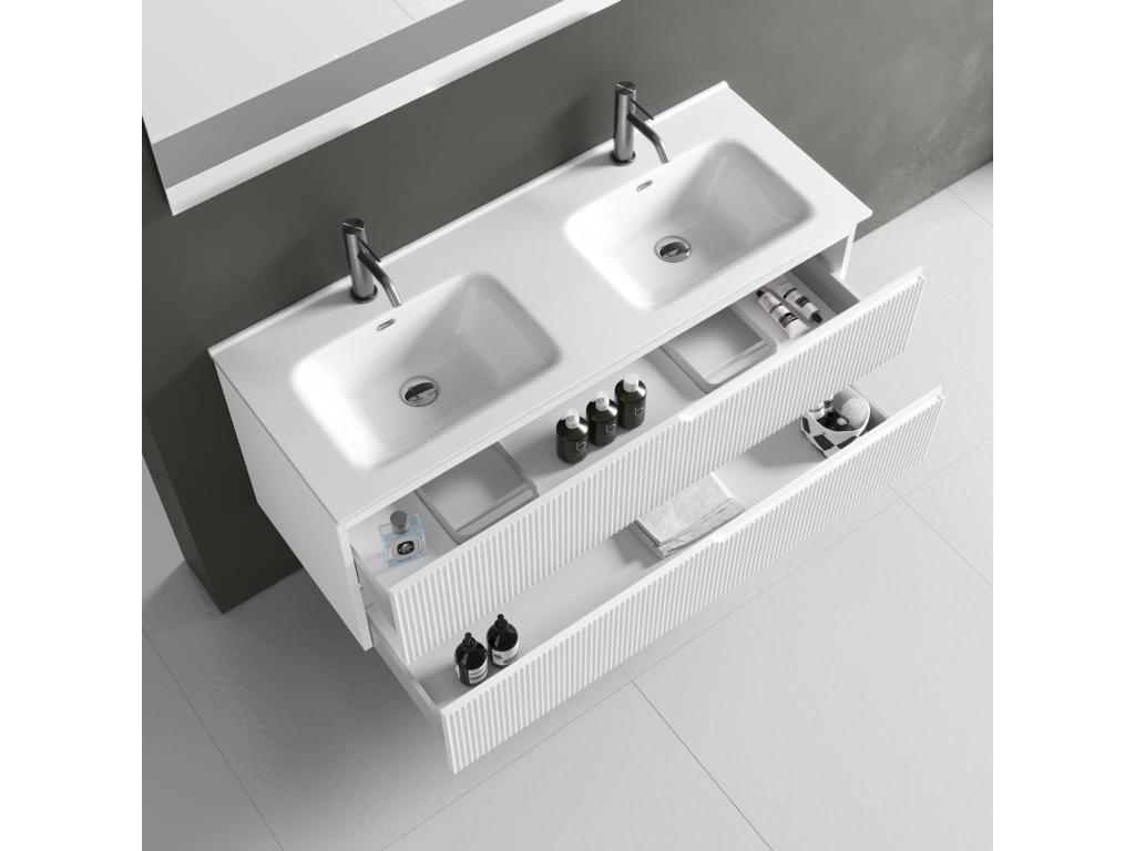 Homzora 5-piece double vanity bathroom set, matte white