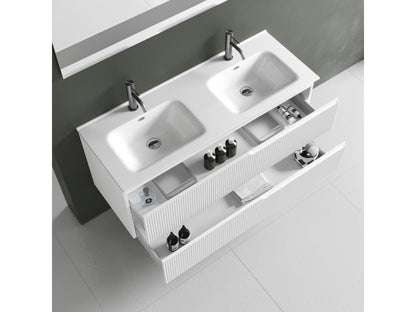 Homzora 5-piece double vanity bathroom set, matte white