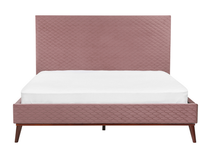 Homzora Velvet Bed with Slatted Base 160x200 cm Pink