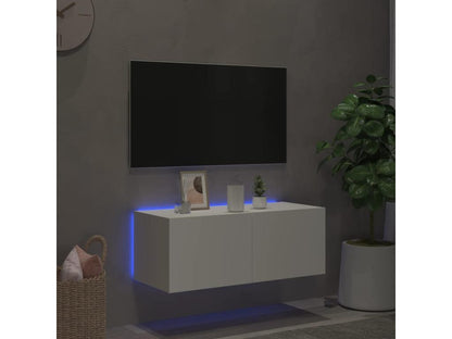 Wall-mounted TV unit with Homzoraères white LED lighting, 80x35x31 cm