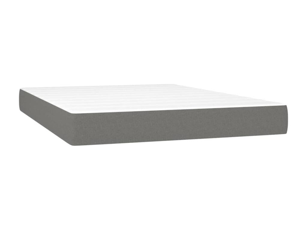 Upholstered bed base with mattress, dark grey, 140x200cm, fabric