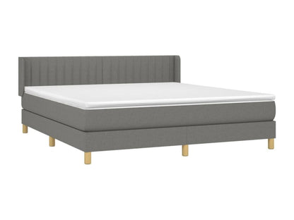 Upholstered bed base with mattress, dark grey, 160x200cm, fabric