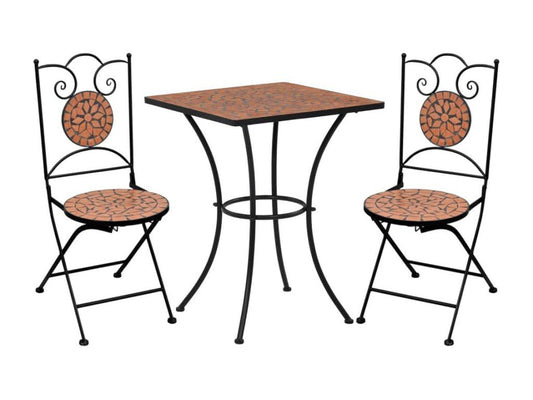 Homzora 3-piece mosaic ceramic tile furniture set, terracotta