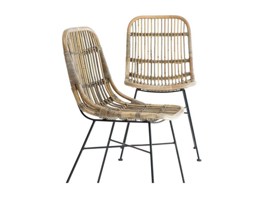 Rattan rattan and metal chair, set of 2