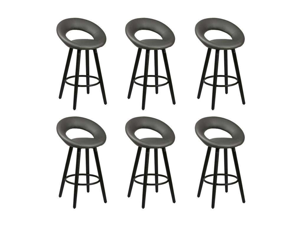 Meubiana - Set of 6 Grey and Black Stools
