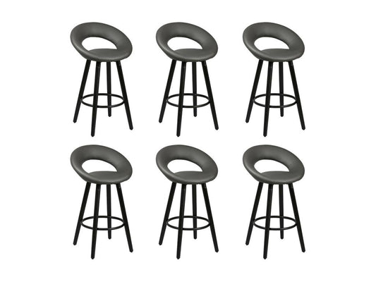 Meubiana - Set of 6 Grey and Black Stools