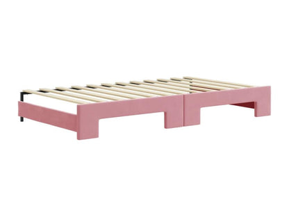 Daybed with trundle bed and drawers, pink, 100x200 cm, velvet